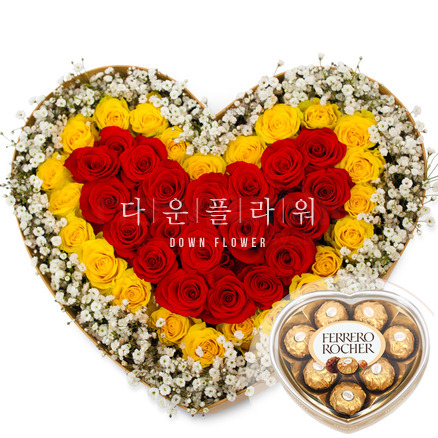 안개하트꽃박스 2호(초콜렛포함)