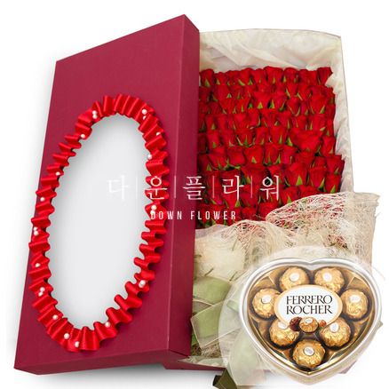 100송이꽃박스 4호(초콜렛포함)