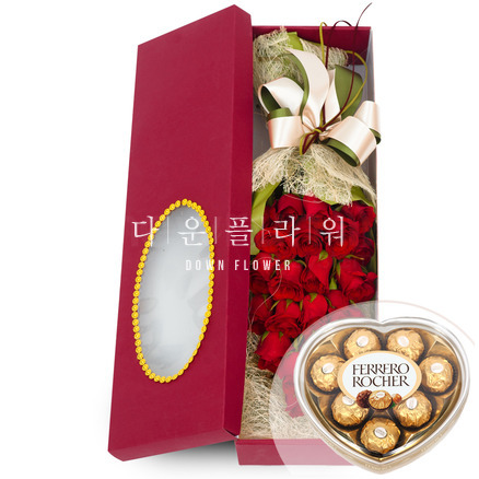 장미사각꽃상자 2호(초콜렛세트)