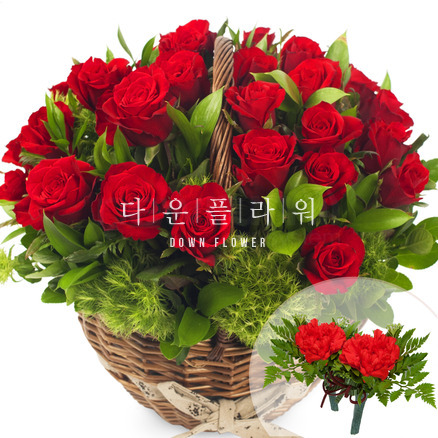꽃바구니+코사지2개(꽃행복317호)