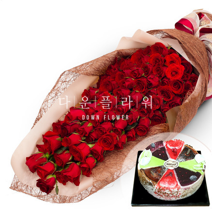 장미100송이//케익